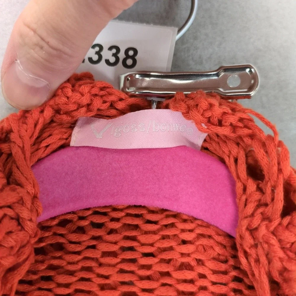 Vintage Y2K Vigoss Bonwee Orange Open Knit Wrap Sweater Womens OS Crochet Boho